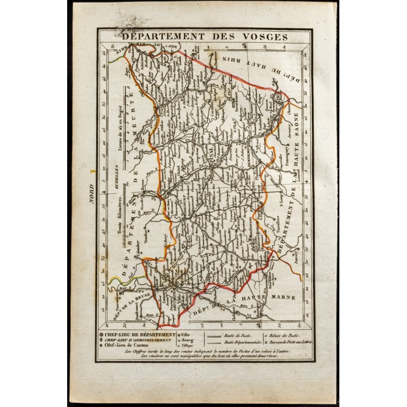 Gravure de 1823 - Carte du département des Vosges - 1