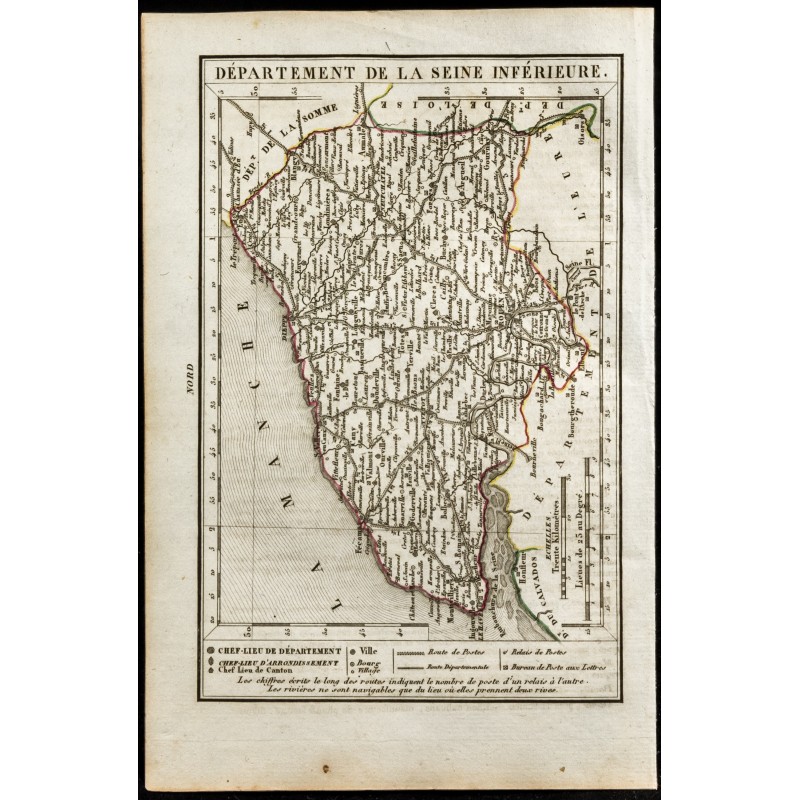 Gravure de 1823 - Carte de la Seine inférieure - 1