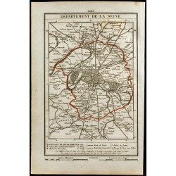 Gravure de 1823 - Carte du département de la Seine - 1