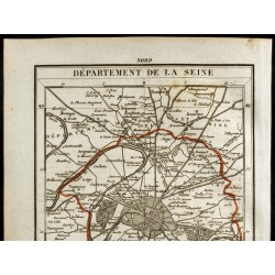 Gravure de 1823 - Carte du département de la Seine - 2