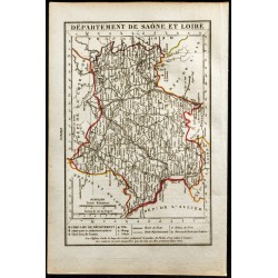 Gravure de 1823 - Carte du département de la Saône et Loire - 1