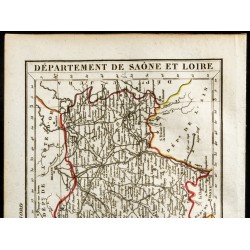 Gravure de 1823 - Carte du département de la Saône et Loire - 2