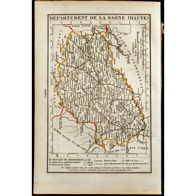 Gravure de 1823 - Carte du département de la Haute Saône - 1