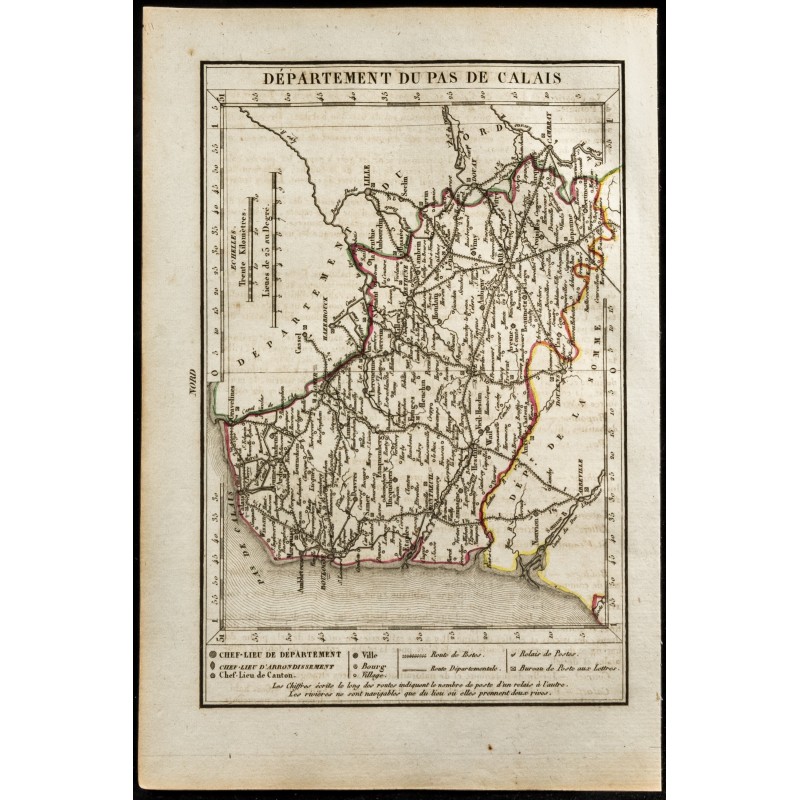Gravure de 1823 - Carte du Pas De Calais - Département - 1