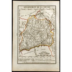 Gravure de 1823 - Carte de la Nièvre - Département - 1