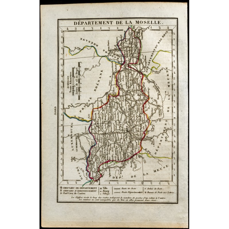 Gravure de 1823 - Carte de la Moselle - Département - 1