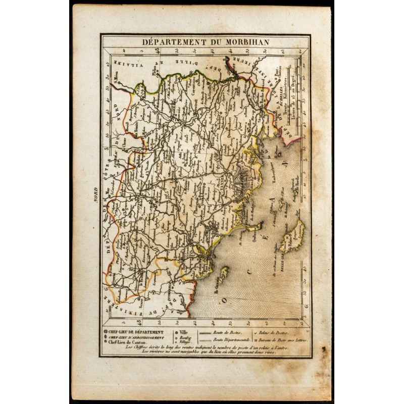 Gravure de 1823 - Carte du Morbihan - Département - 1