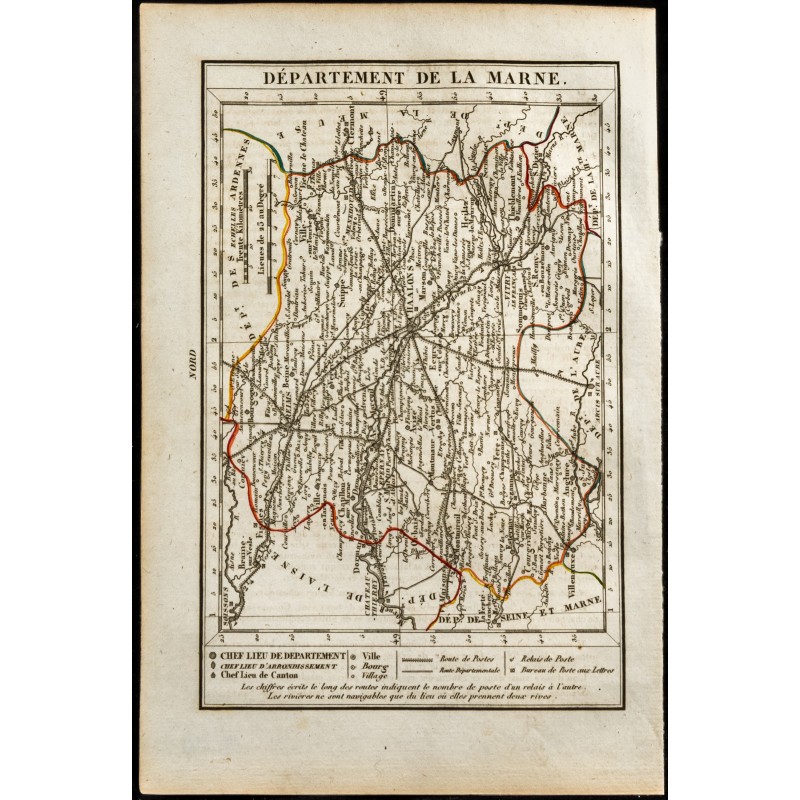Gravure de 1823 - Carte de la Marne - Département - 1
