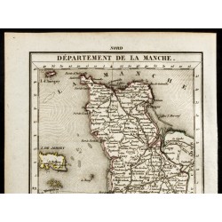 Gravure de 1823 - Carte de la Manche - Département - 2