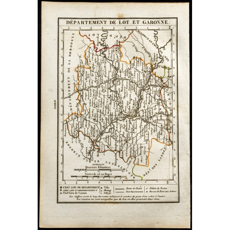 Gravure de 1823 - Carte du Lot et Garonne - Département - 1