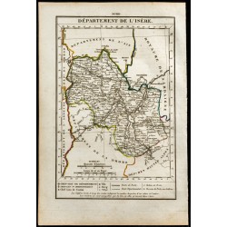 Gravure de 1823 - Carte de l'Isère - Département - 1