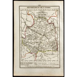 Gravure de 1823 - Carte de l'Indre - Département - 1