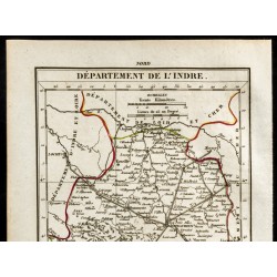 Gravure de 1823 - Carte de l'Indre - Département - 2