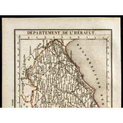 Gravure de 1823 - Carte de l'Hérault - Département - 2