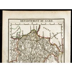 Gravure de 1823 - Carte du Gard - Département - 2