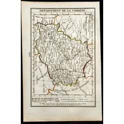 Gravure de 1823 - Carte de la Corrèze - Département - 1