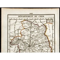 Gravure de 1823 - Carte du Cher - Département géographie - 2