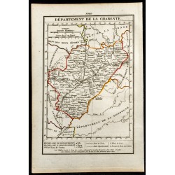 Gravure de 1823 - Carte de la Charente - Département - 1