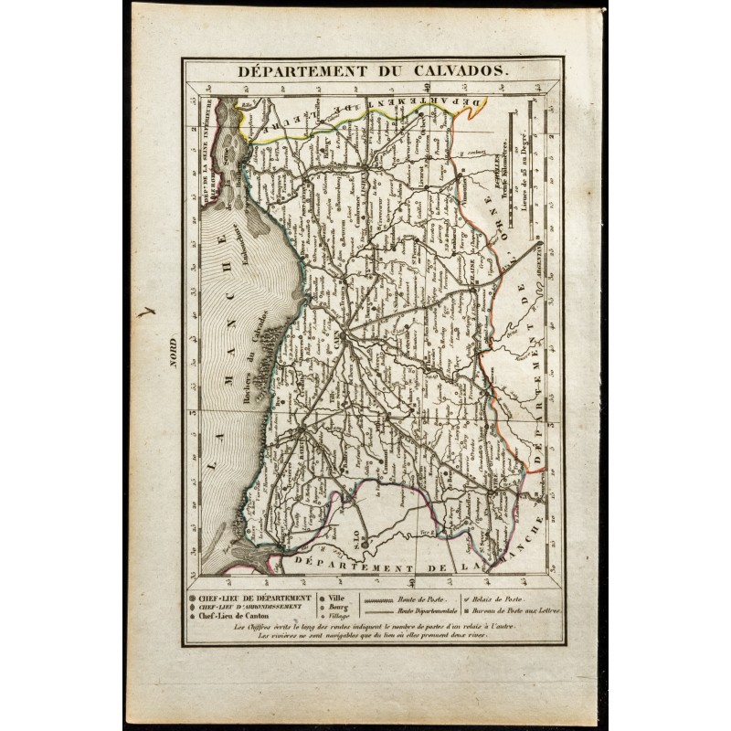 Gravure de 1823 - Carte du Calvados - Département - 1