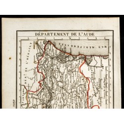 Gravure de 1823 - Carte de l'Aude - Département - 2