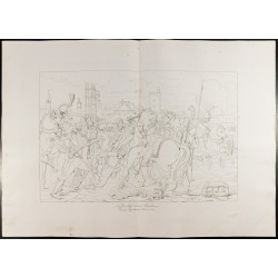 Gravure de 1876 - Napoléon blessé devant Ratisbonne - 2