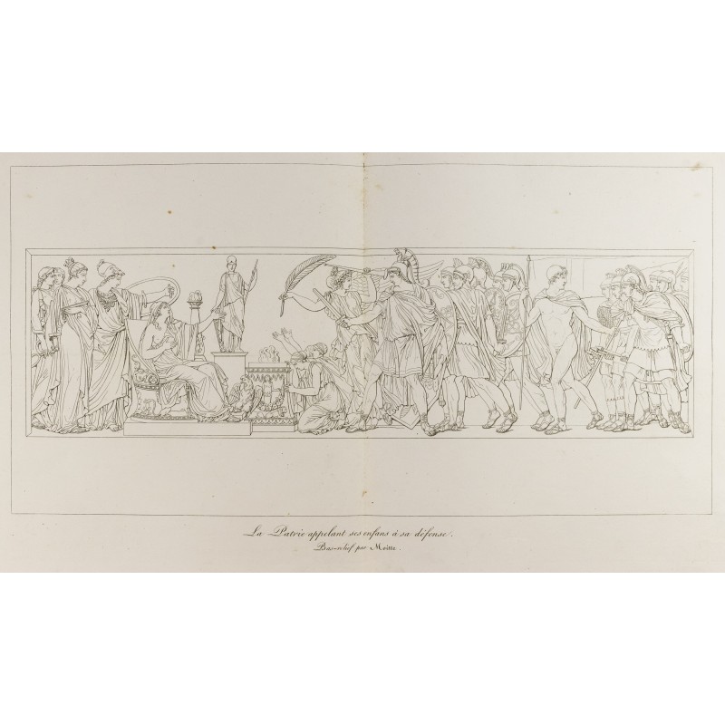 Gravure de 1876 - Vue d'un bas relief au Senat, par Moitte - 1