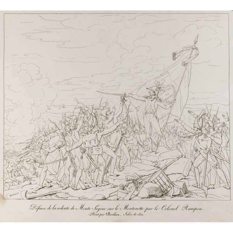 Gravure de 1876 - Bataille de Montenotte - Monte-Legino - 1