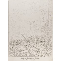 Gravure de 1876 - Vue de la Bataille de Millesimo - 1