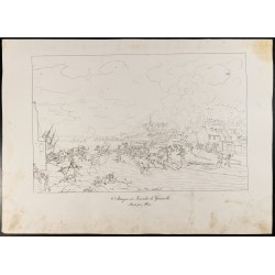 Gravure de 1876 - Attaque et incendie de Granville - 2