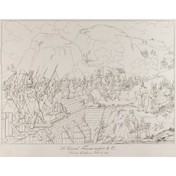 Gravure de 1876 - Le général Furreau au pont de Cé - 1