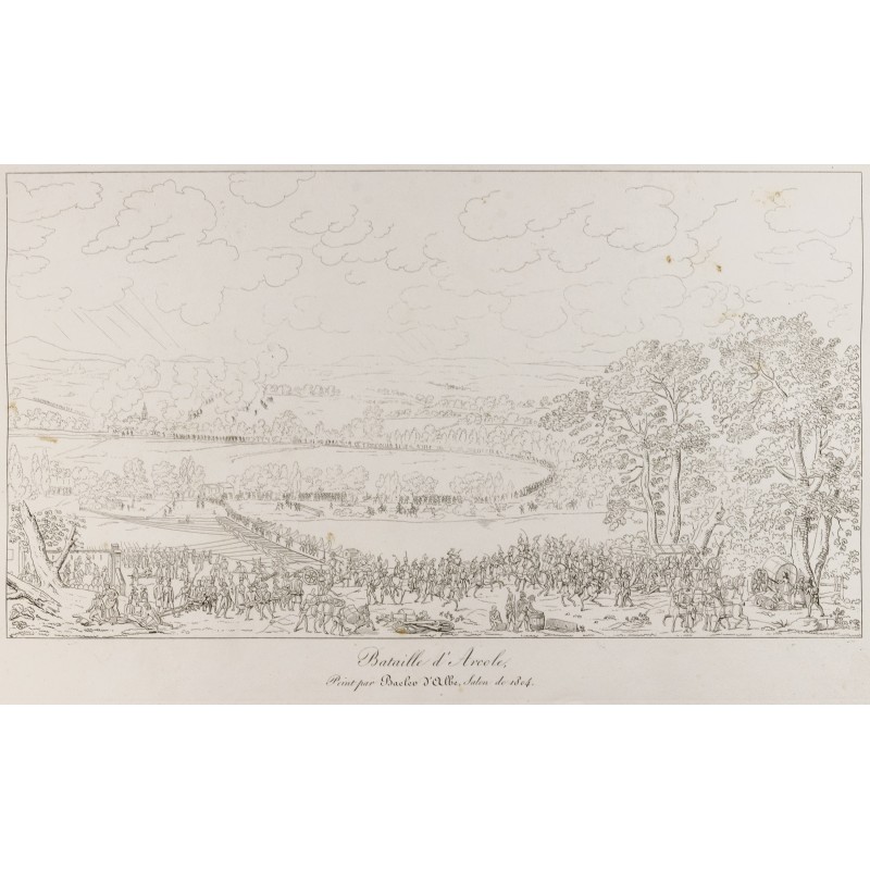 Gravure de 1876 - Bataille d'Arcole - Napoléon Bonaparte - 1