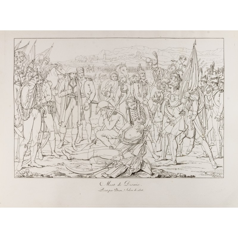 Gravure de 1876 - Mort de Desaix - Bataille de Marengo - 1