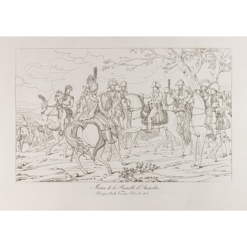Gravure de 1876 - Matin de la bataille d'Austerlitz - Napoléon Bonaparte. - 1