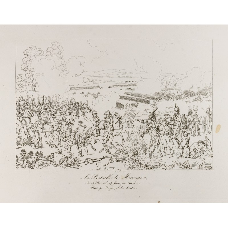 Gravure de 1876 - Bataille de Marengo - Napoléon Bonaparte - 1