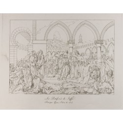Gravure de 1876 - Les pestiferés de Jaffa - Siège de Jaffa - 1