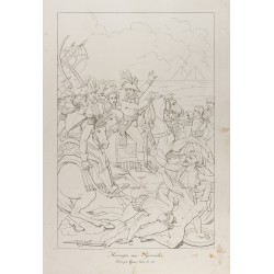 Gravure de 1876 - Bataille des Pyramides - Napoléon Bonaparte - 1