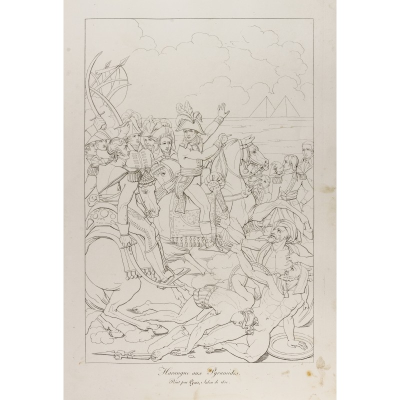 Gravure de 1876 - Bataille des Pyramides - Napoléon Bonaparte - 1