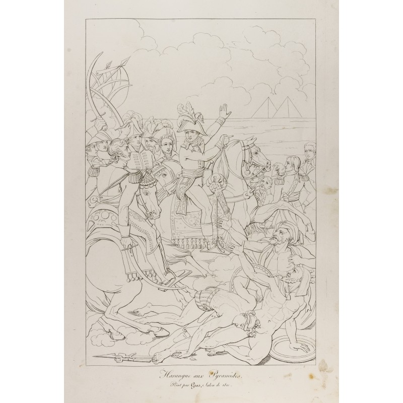 Gravure de 1876 - Bataille des Pyramides - Napoléon Bonaparte - 1