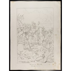 Gravure de 1876 - Bataille des Pyramides - Napoléon Bonaparte - 2