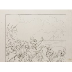 Gravure de 1876 - Bataille des Pyramides - Napoléon Bonaparte - 3
