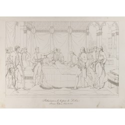 Gravure de 1876 - Traité de Leoben (paix de Leoben) - Napoléon Bonaparte. - 1