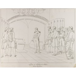 Gravure de 1876 - Napoléon au Tombeau de Frederic II de Prusse. - 1