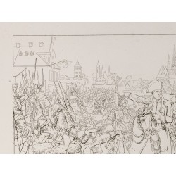 Gravure de 1876 - Harangue de Napoléon à L'armée - 3