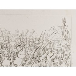 Gravure de 1876 - Harangue de Napoléon à L'armée - 4