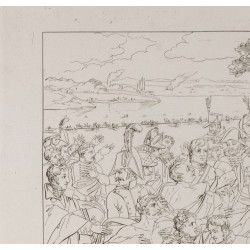 Gravure de 1876 - Rentrée dans l'île de Lobau - Napoléon - 3