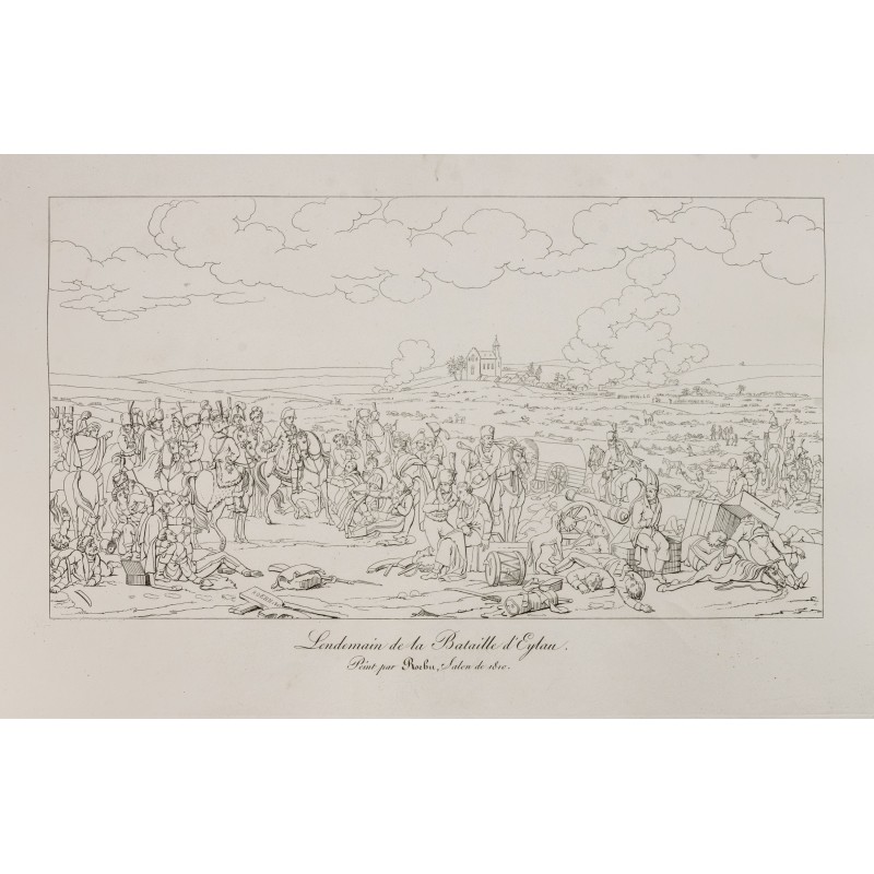 Gravure de 1876 - Bataille d'Eylau - Napoléon Bonaparte - 1