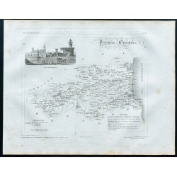 Gravure de 1830 - Carte ancienne des Pyrénées orientales - 1