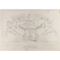 Gravure de 1876 - La Gloire distribuant des couronnes - Allégorie. - 1
