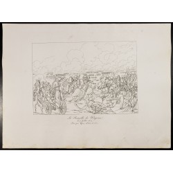 Gravure de 1876 - Vue de la bataille de Wagram - Napoléon Bonaparte - 2