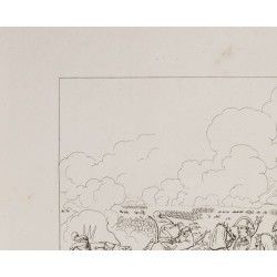 Gravure de 1876 - Vue de la bataille de Wagram - Napoléon Bonaparte - 3